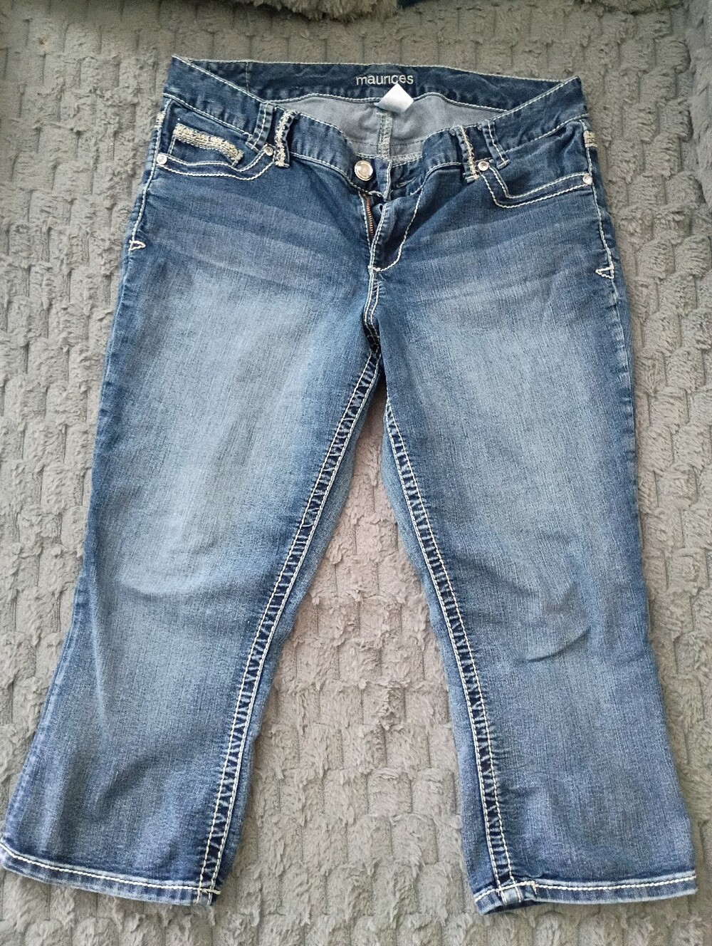 Maurices Blue Washed Cropped Jean Capris